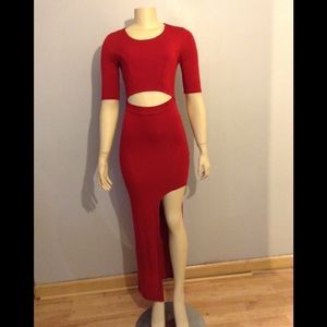 Red cut out dress